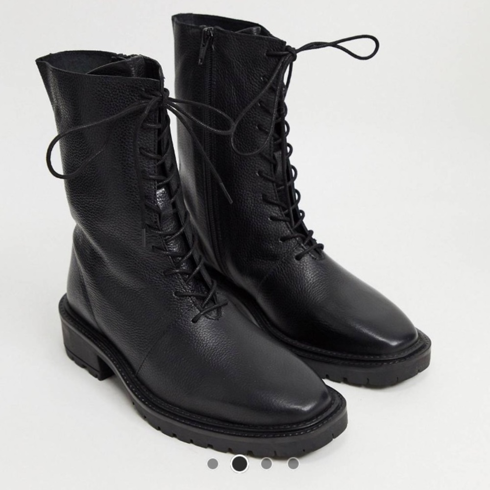 ASOS Black Leather Lace Up Combat Boots